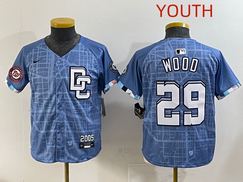 Youth 2025 Washington Nationals #29 Wood Blue Joint Name Nike MLB Jersey style 5->youth mlb jersey->Youth Jersey